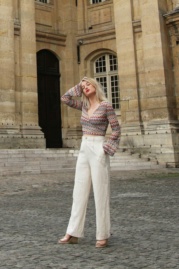 Absolème boutique en ligne pantalon coupe large lin blanc