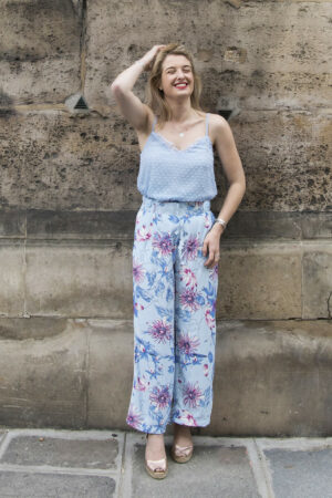 Absolème boutique en ligne pantalon été bleu ciel fleuri