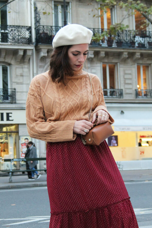 Absolème pull court col roulé camel