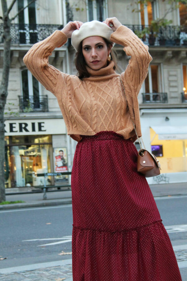 Absolème pull court col roulé camel