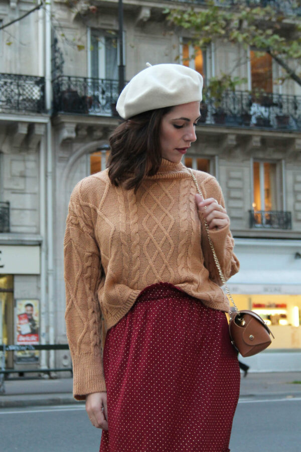 Absolème pull court col roulé camel