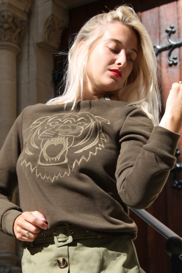Absolème eshop sweatshirt kaki tigre brodé
