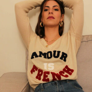 Absolème pull cachemire beige Amour is French 