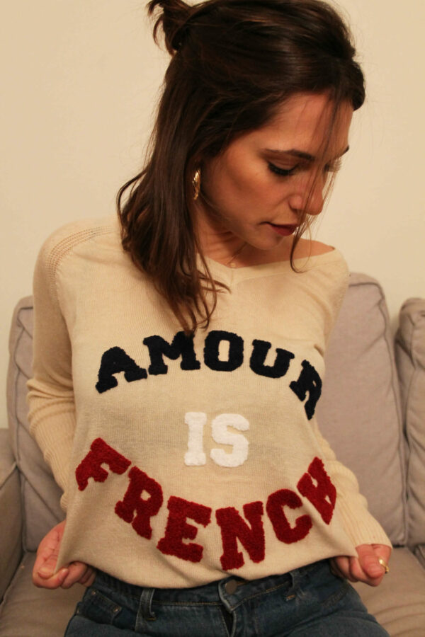 Absolème pull cachemire beige Amour is French