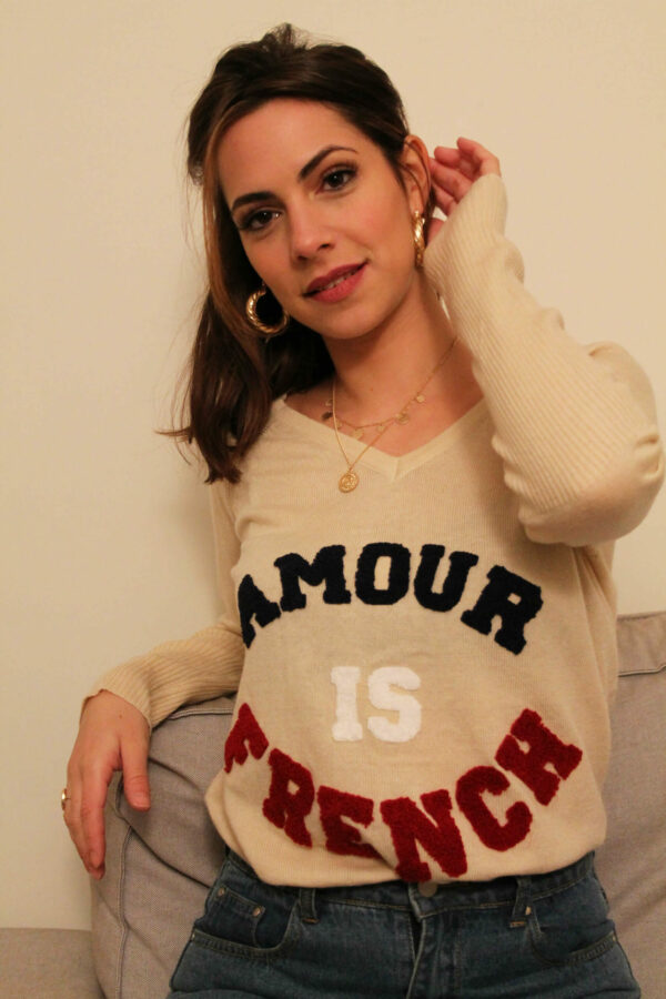 Absolème pull cachemire beige Amour is French