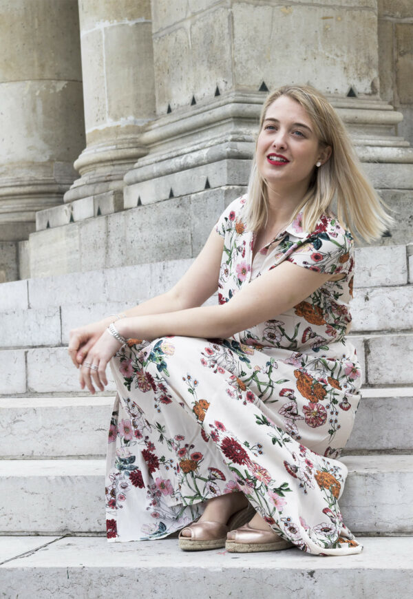 Absolème robe tendance longue fleurie style chemisier