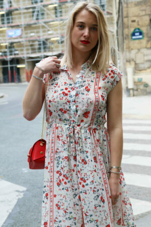 Absolème eshop robe d'été blanche fleurs rouge