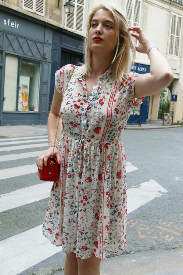Absolème eshop robe d'été blanche fleurs rouge