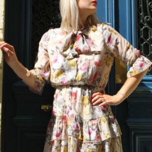 Absolème eshop robe romantique beige fleurs