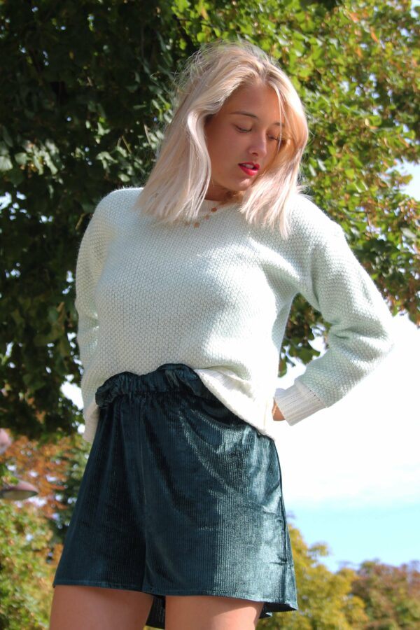 Absolème eshop short taille haute velours vert