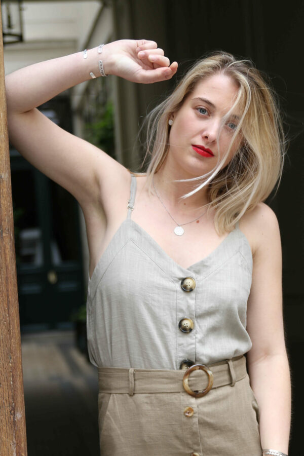 Absolème boutique vêtement top lin beige boutonné