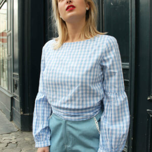 Absolème e-shop top manches bouffantes imprimé Vichy 