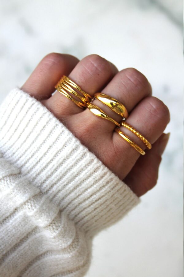 Absolème bague plaqué or taille unique