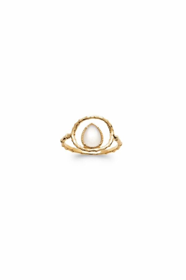 Absolème bague plaqué or et pierre de lune
