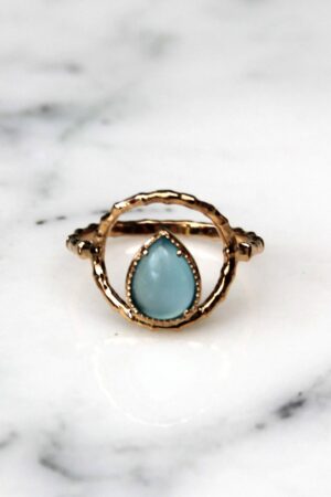 Absolème bague plaqué or et agate bleu