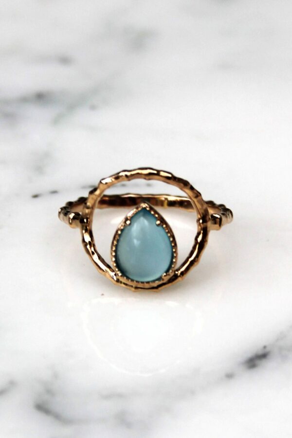 Absolème bague plaqué or et agate bleu