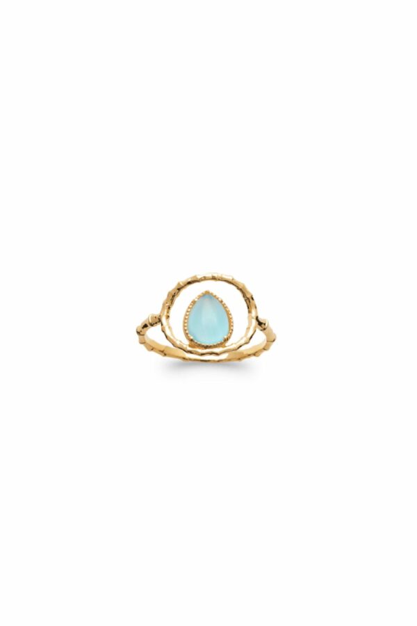 Absolème bague plaqué or et agate bleu