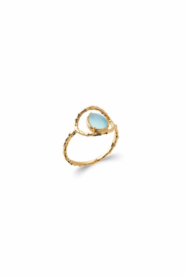 Absolème bague plaqué or et agate bleu