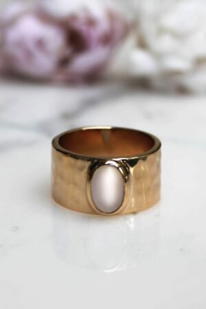 Absolème bague en plaqué or et pierre de lune
