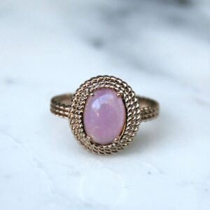 Absolème bague plaqué or et quartz rose