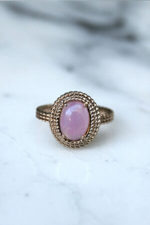 Absolème bague plaqué or et quartz rose