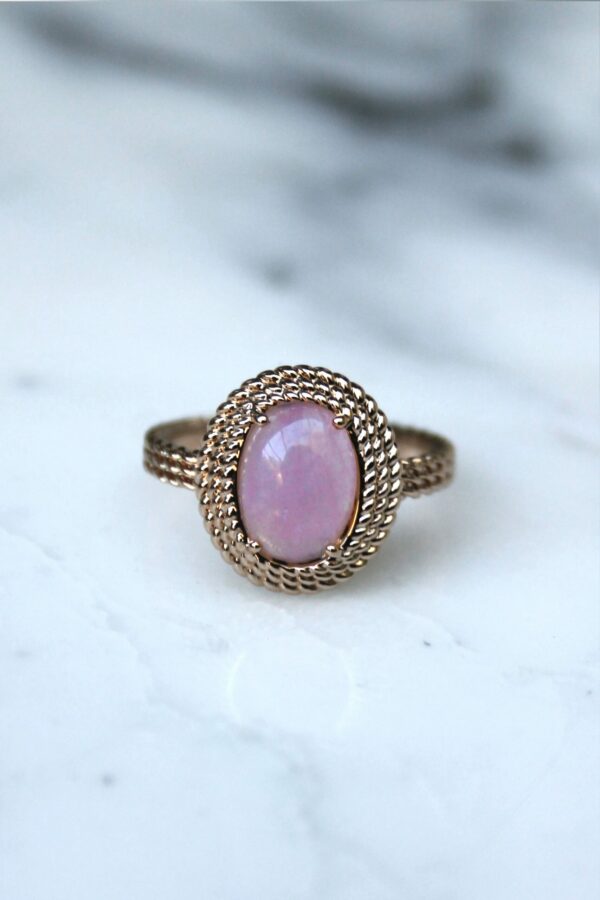Absolème bague plaqué or et quartz rose