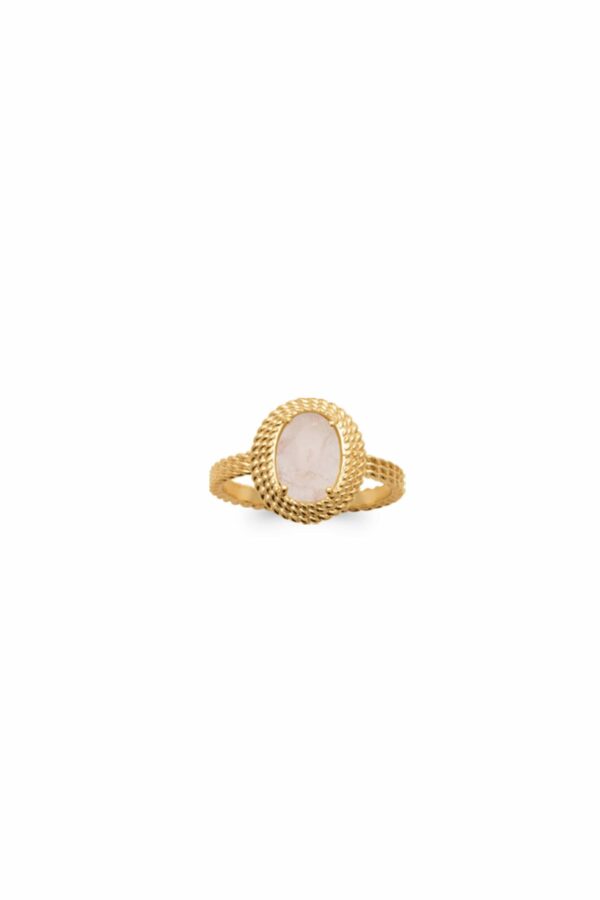 Absolème bague plaqué or et quartz rose