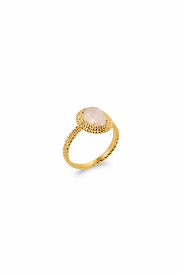 Absolème bague plaqué or et quartz rose