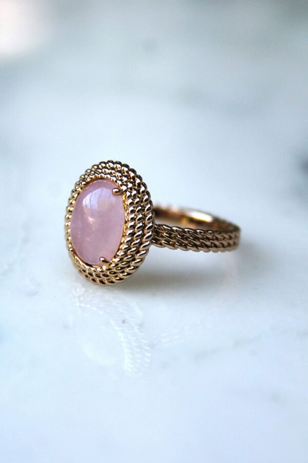 Absolème bague plaqué or et quartz rose