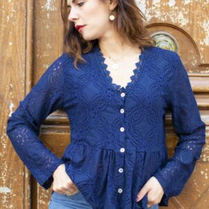 Absolème blouse en dentelle bleu marine 1