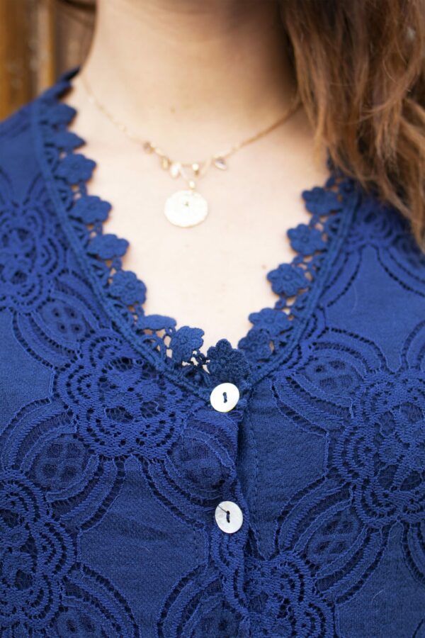 Absolème blouse en dentelle bleu marine