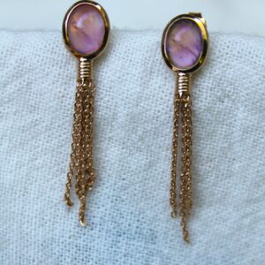 Absolème boucles d'oreilles pendantes plaqué or et quartz rose