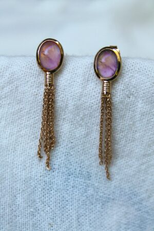 Absolème boucles d'oreilles pendantes plaqué or et quartz rose