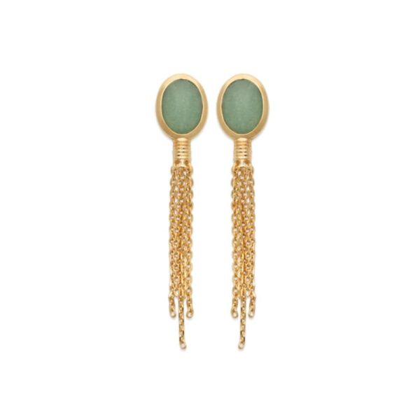 Absolème boucles d'oreilles pendantes en plaqué or et aventurine