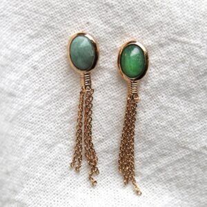Absolème boucles d'oreilles pendantes en plaqué or et aventurine