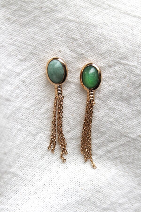 Absolème boucles d'oreilles pendantes en plaqué or et aventurine