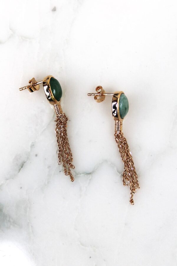 Absolème boucles d'oreilles pendantes en plaqué or et aventurine