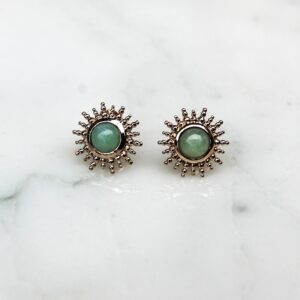 Absolème puces d'oreilles plaqué or aventurine