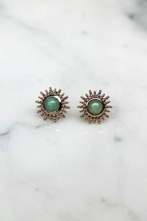 Absolème puces d'oreilles plaqué or aventurine
