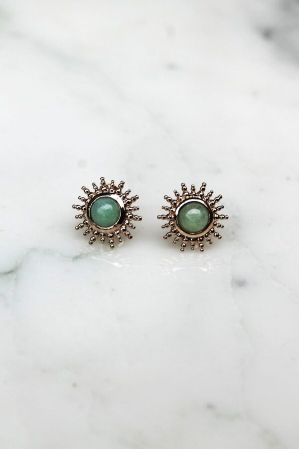 Absolème puces d'oreilles plaqué or aventurine