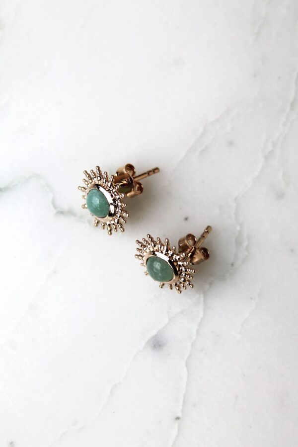 Absolème puces d'oreilles plaqué or aventurine
