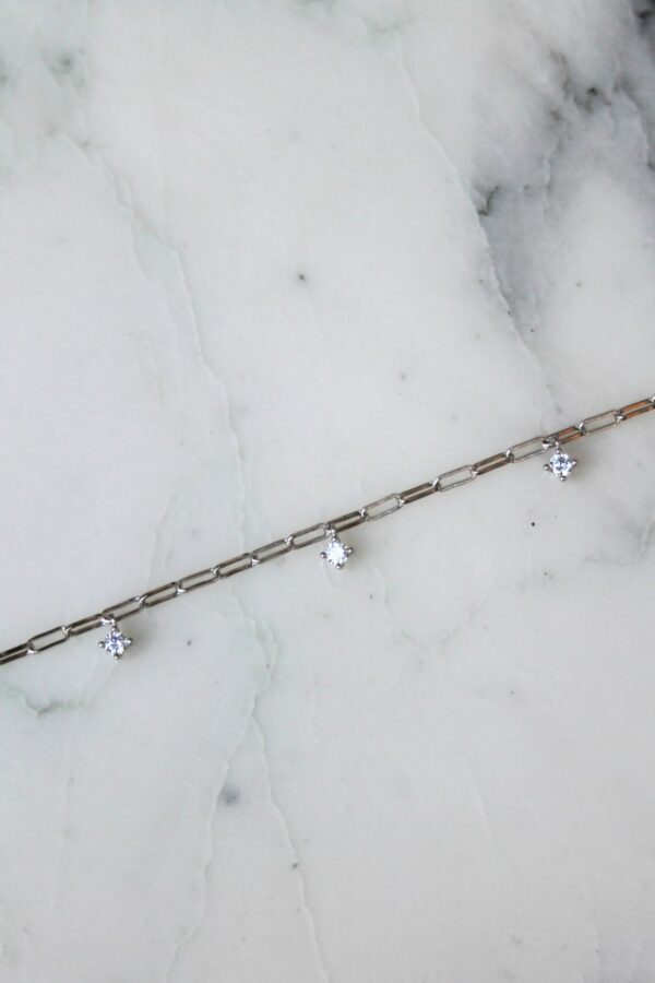 Absolème bracelet argent massif en maille fantaisie et zirconiums