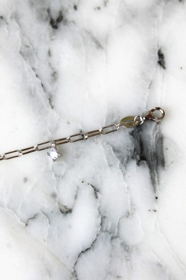 Absolème bracelet argent massif en maille fantaisie et zirconiums