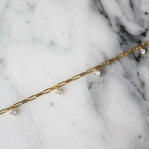 Absolème bracelet maille fantaisie plaqué or et zirconiums