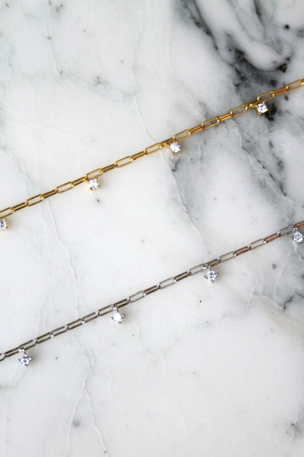 Absolème bracelet argent massif en maille fantaisie et zirconiums