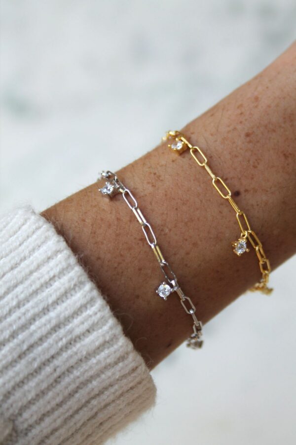 Absolème bracelet maille fantaisie plaqué or et zirconiums