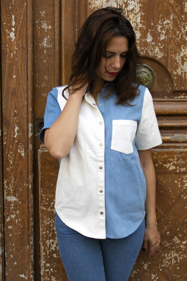 Absolème chemise en jean patchwork