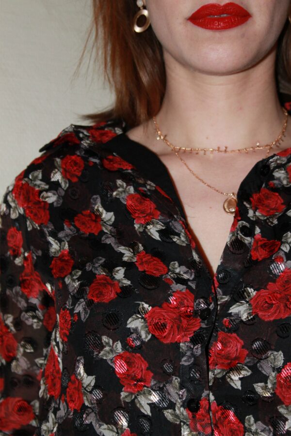 Absolème chemisier tendance roses rouges