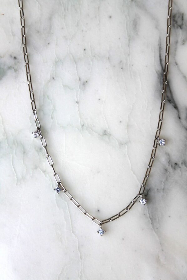 Absolème collier choker argent massif et zirconiums