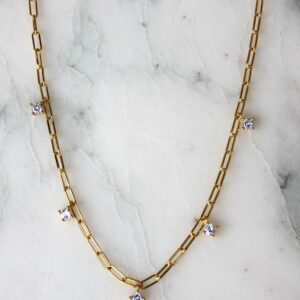 Absolème collier choker en plaqué or et zirconiums